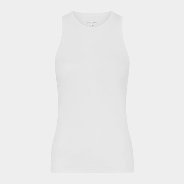 White bamboo rib tank top
