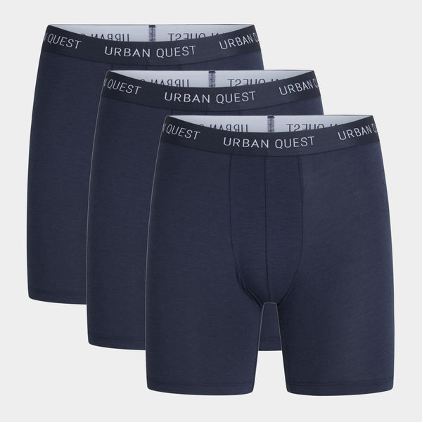 Navy bamboo long-leg briefs - 3 pack