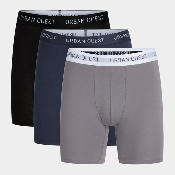 Bamboo long-leg briefs - 3 pack - black/navy/grey