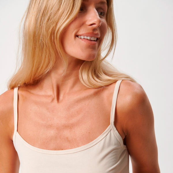 Creme bambus toppe med tynde stropper - 2 pak    Copenhagen Bamboo