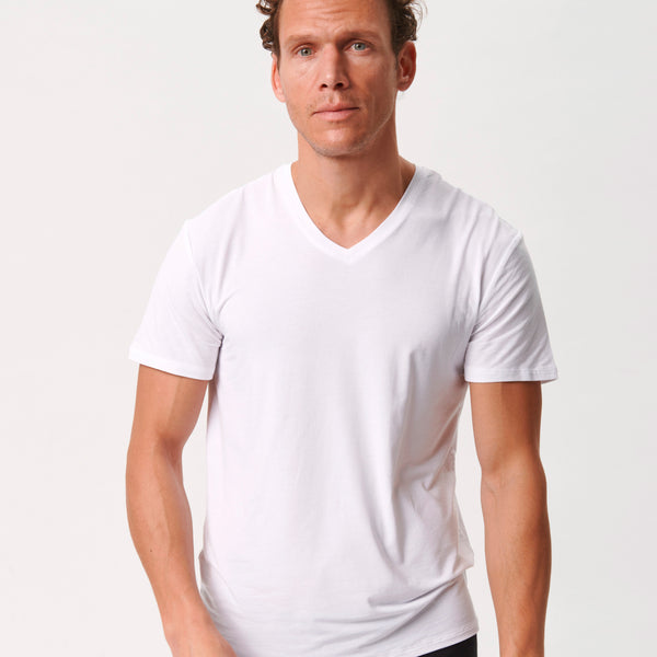 Hvide slim fit v-hals bambus T-shirts - 2 pak Copenhagen Bamboo