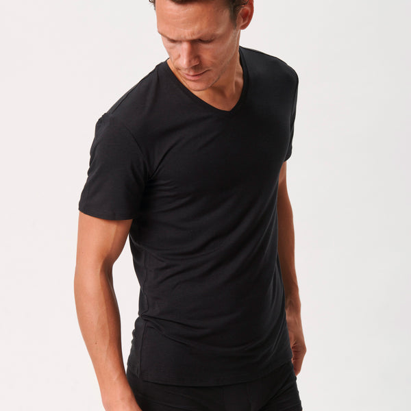 Sorte slim fit v-hals bambus T-shirts - 2 pak Copenhagen Bamboo