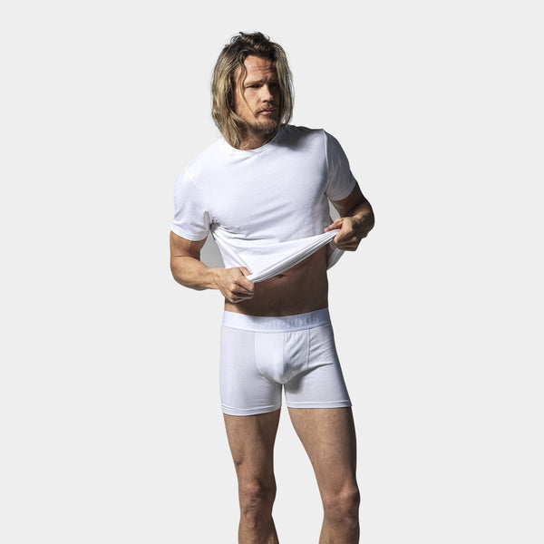 2 hvide bambus crew neck slim fit T-shirts Resteröds