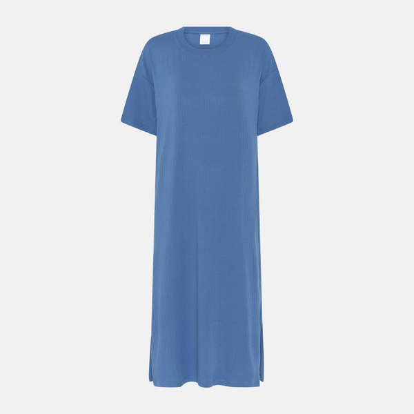 Amina short-sleeved bamboo nightgown - blue