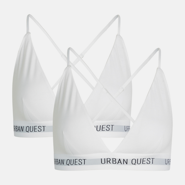 White bamboo triangle bra with adjustable straps - 2 pack