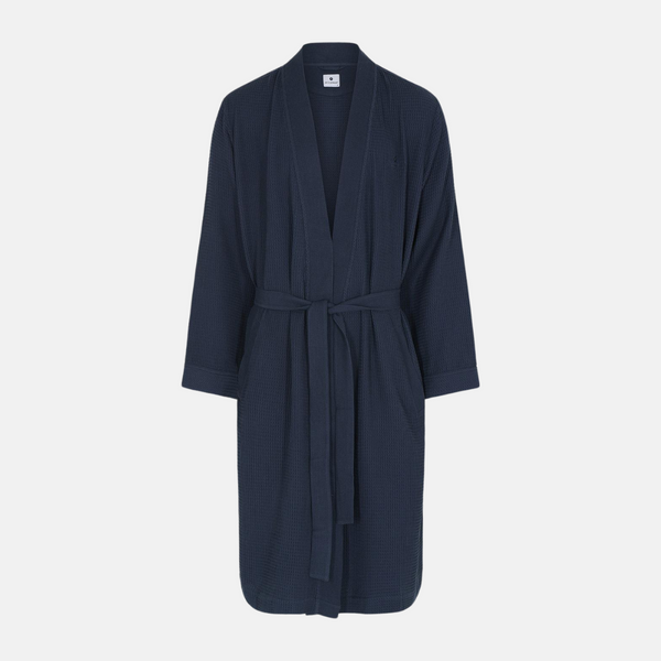 Navy waffle bamboo bathrobe