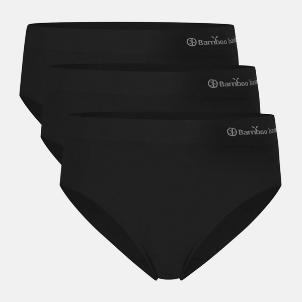 Belle bamboo maxi panties with narrow elastic edge - black 3 pack