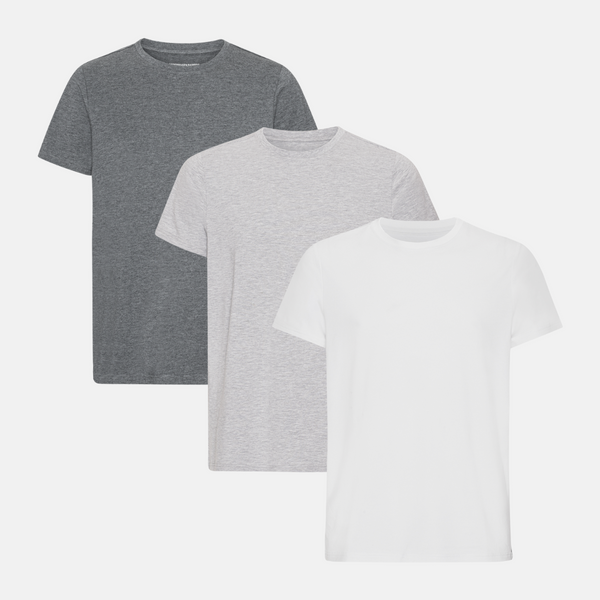 3 pack bamboo T-shirt dark grey melange/light grey/white