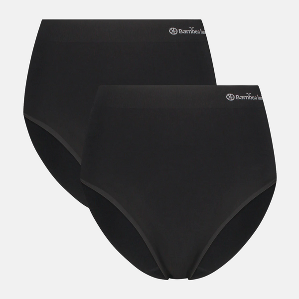 Amy bamboo extra high maxi panties - black 2 pack