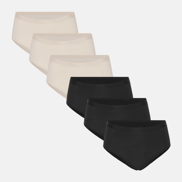 6 pack bamboo maxi panties black/cream