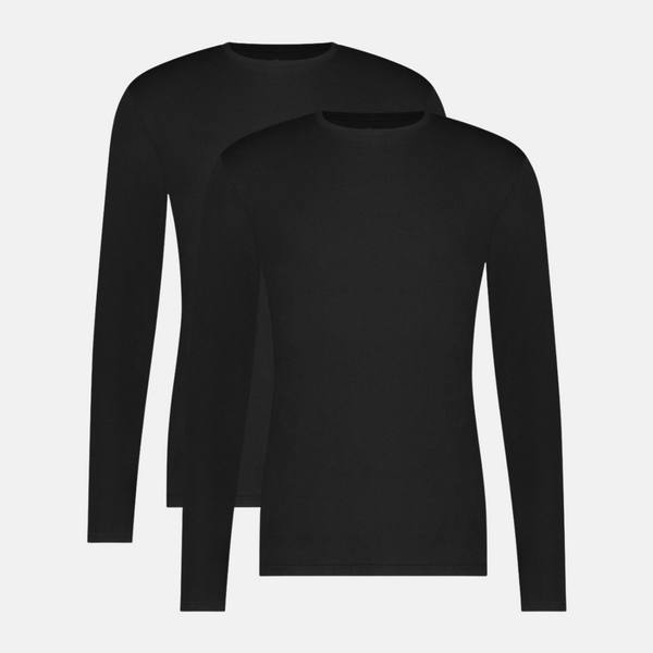 Ralph bamboo long sleeve round neck T-shirt - black 2 pack