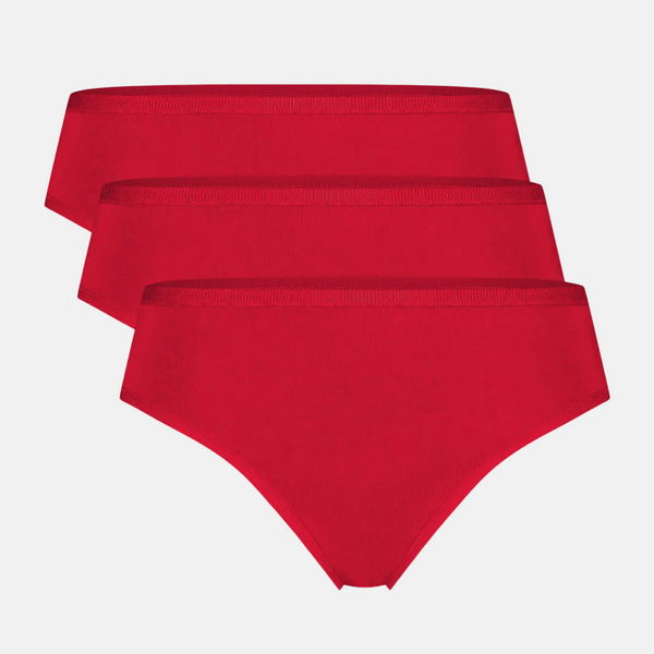 Lola bamboo g-string panties with narrow elastic edge - red 3 pack