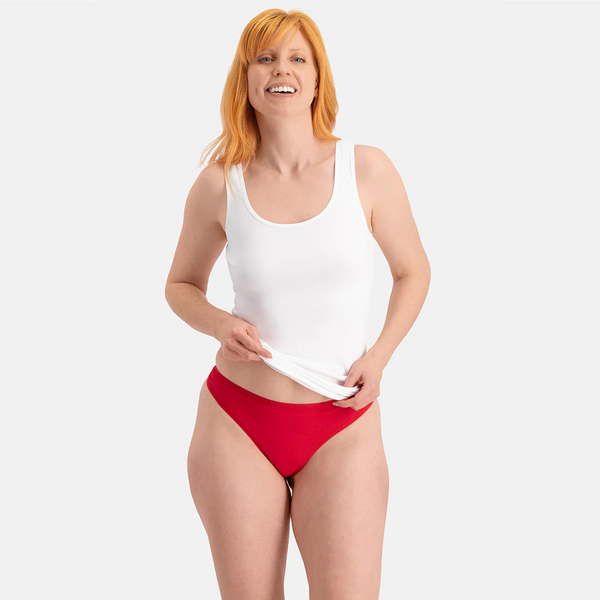 Lola bamboo g-string panties with narrow elastic edge - red 3 pack