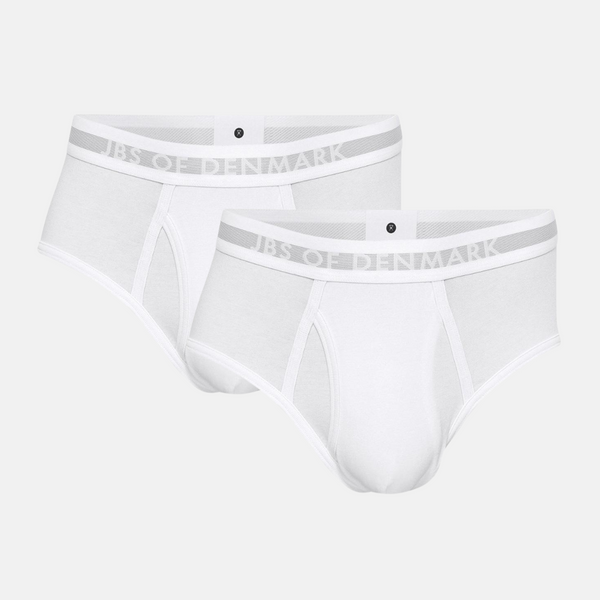 2 pack of white men's bamboo briefs with fly