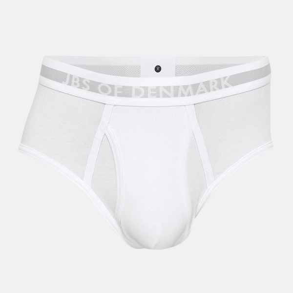 2 pack of white men's bamboo briefs with fly