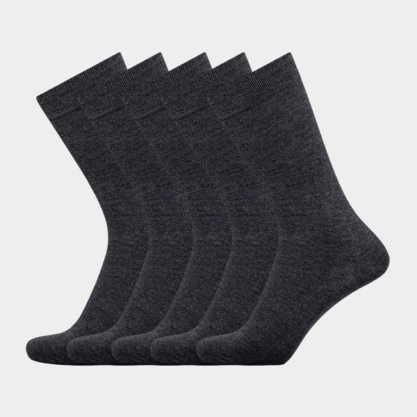5 pairs of dark grey bamboo socks without elastic