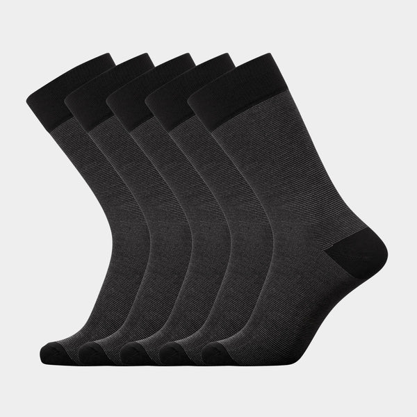 5 pairs of black striped bamboo socks