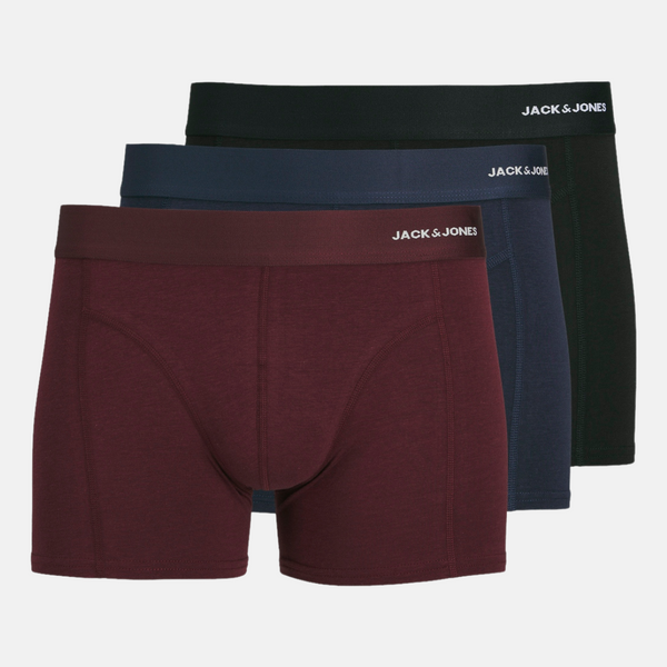 JACBASIC bamboo underpants 3 pack in red/navy/black