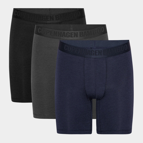 Bamboo long-leg briefs - 3 pack black - navy - grey