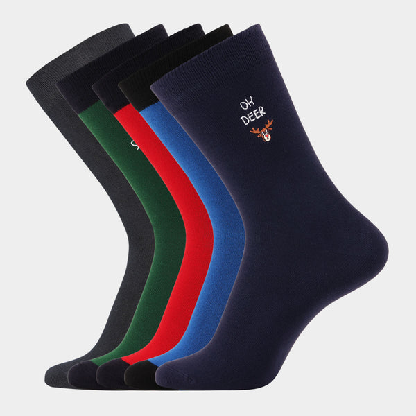 5 pairs of bamboo socks - Christmas embroidery