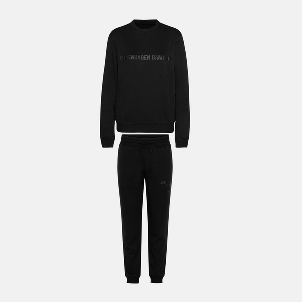Black bamboo jogging suit with logo